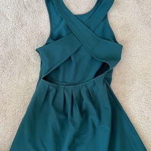 Adorable cross back green mini dress